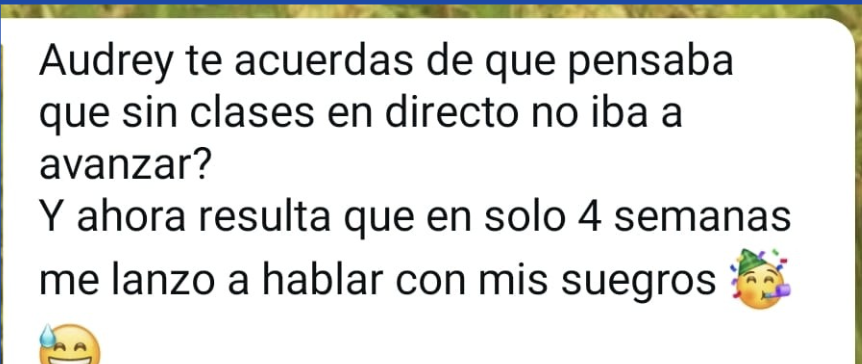 Mensaje WhatsApp de Carmen: pensaba que sin clases en directo no iba a avanzar, ahora habla con sus suegros franceses